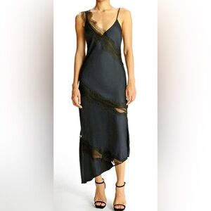 NWT House of Harlow Elegant High Low Lace Trim Slip Dress